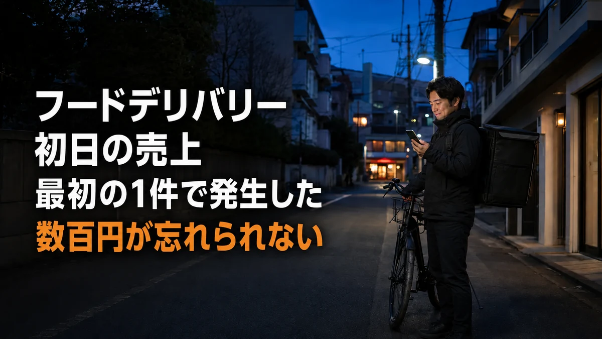 初めての配達報酬を確認するフードデリバリー配達員