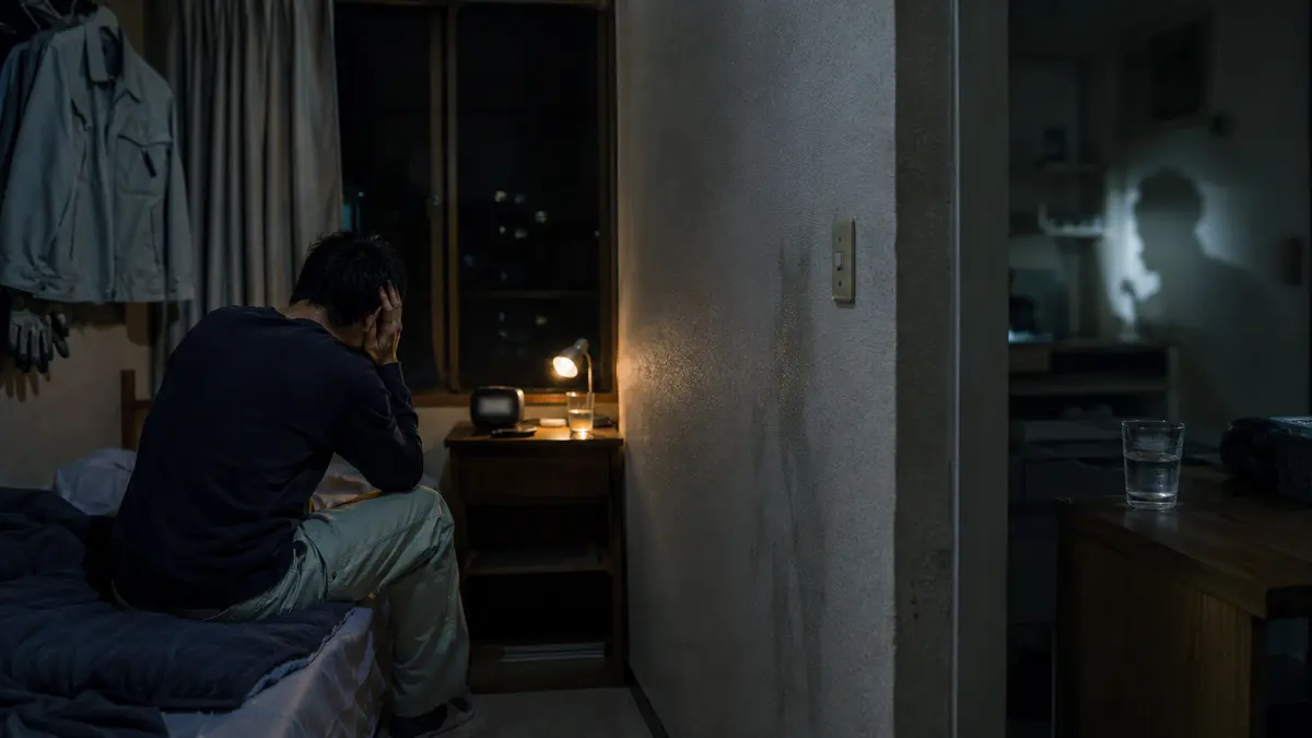 期間工の寮で隣室の生活音に悩み眠れない男性
