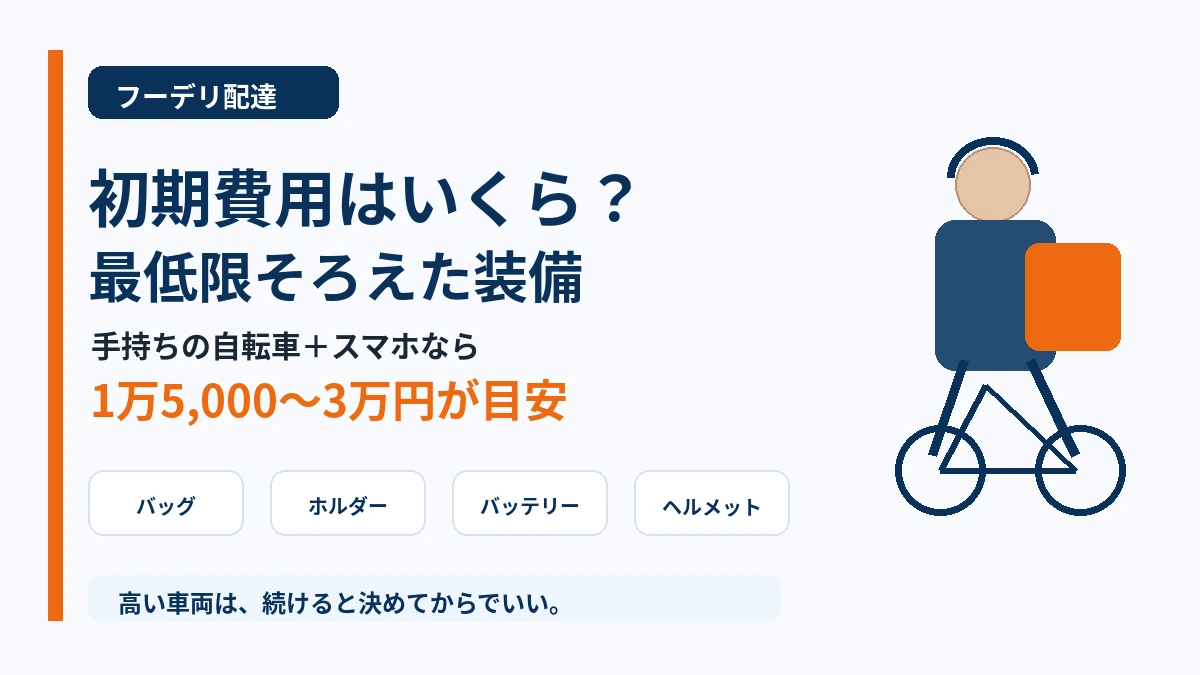 フーデリ配達に必要な初期費用はいくら?最低限そろえた装備