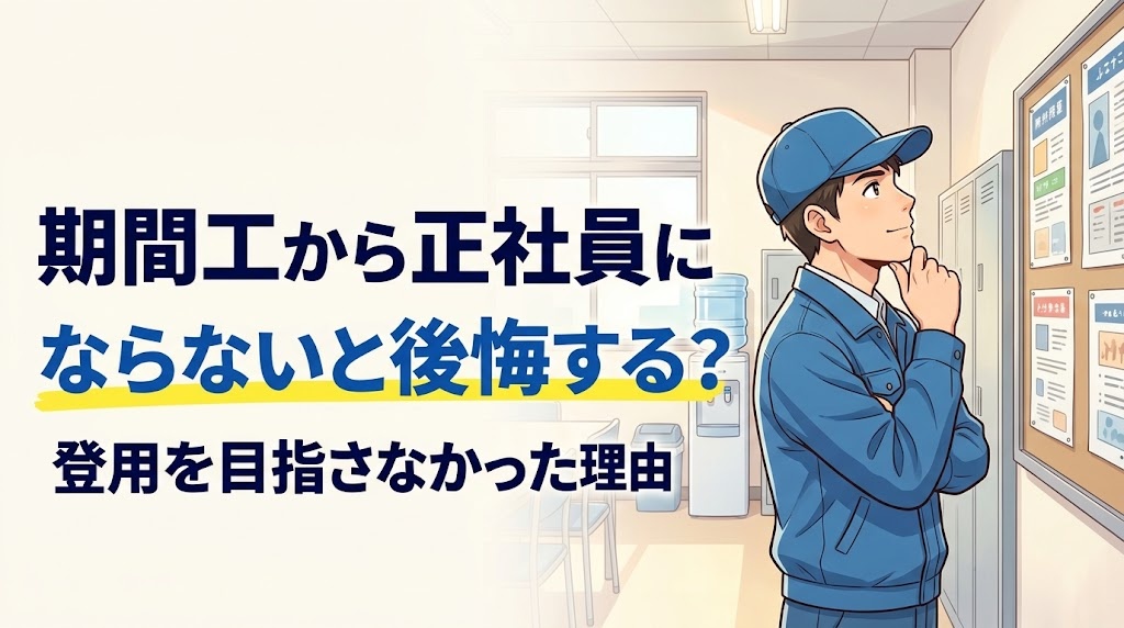 期間工から正社員にならないと後悔するかを考えるイラスト
