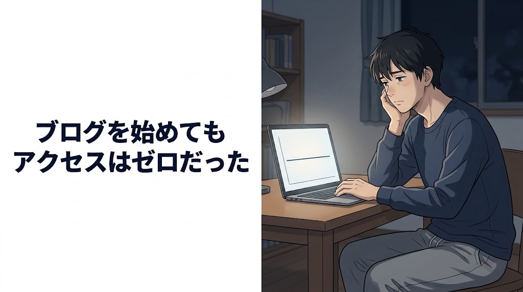 アクセスのないグラフを見てほおづえをつく男性のイラスト